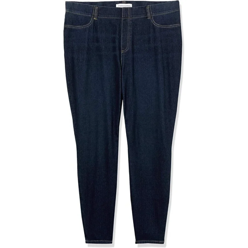 Plus Size Womens Pull-On Skinny Knit Jegging Dark Wash Comfortable Stretch